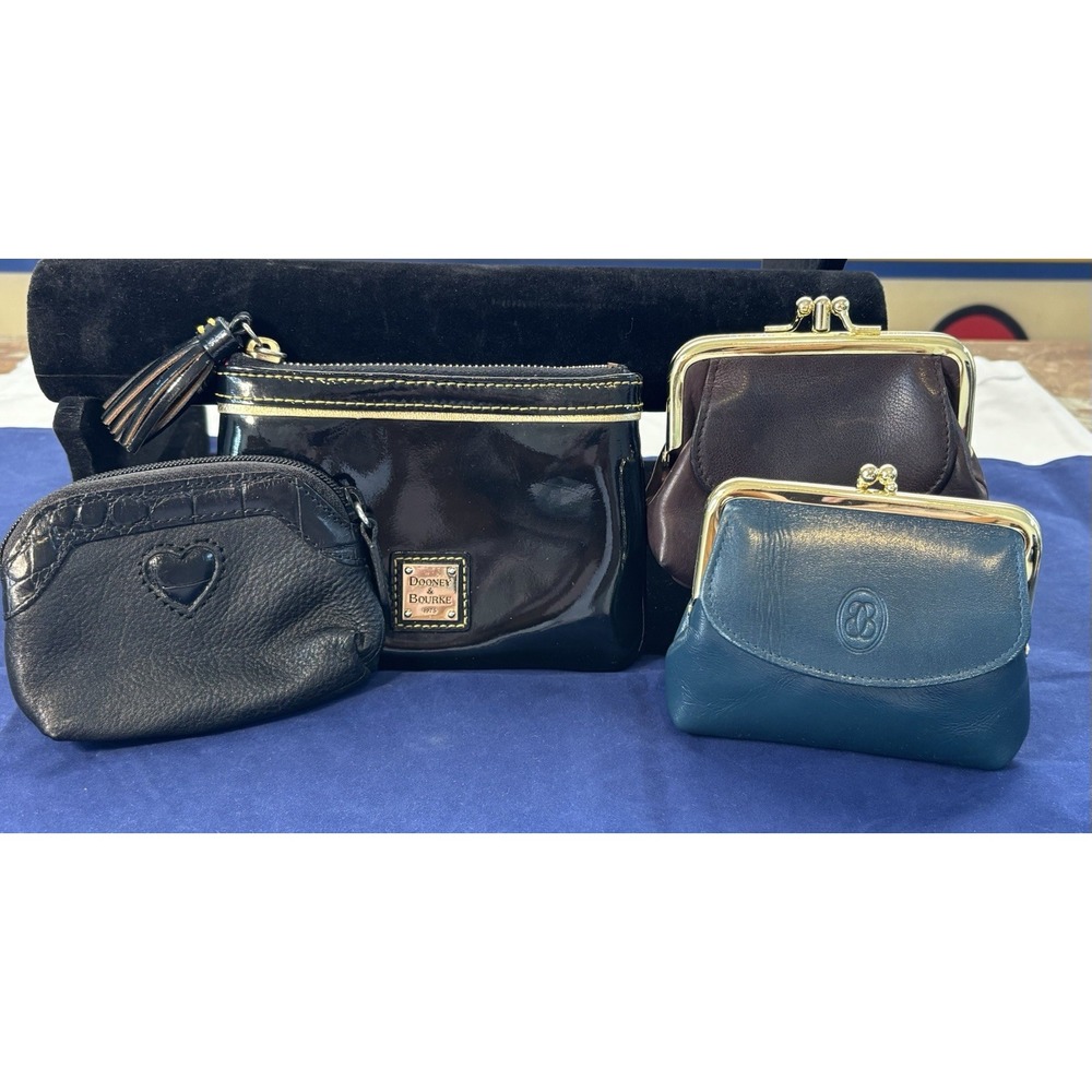 Lot Of Four Vintage & Modern Leather Coin Purses Dooney, Brighton
